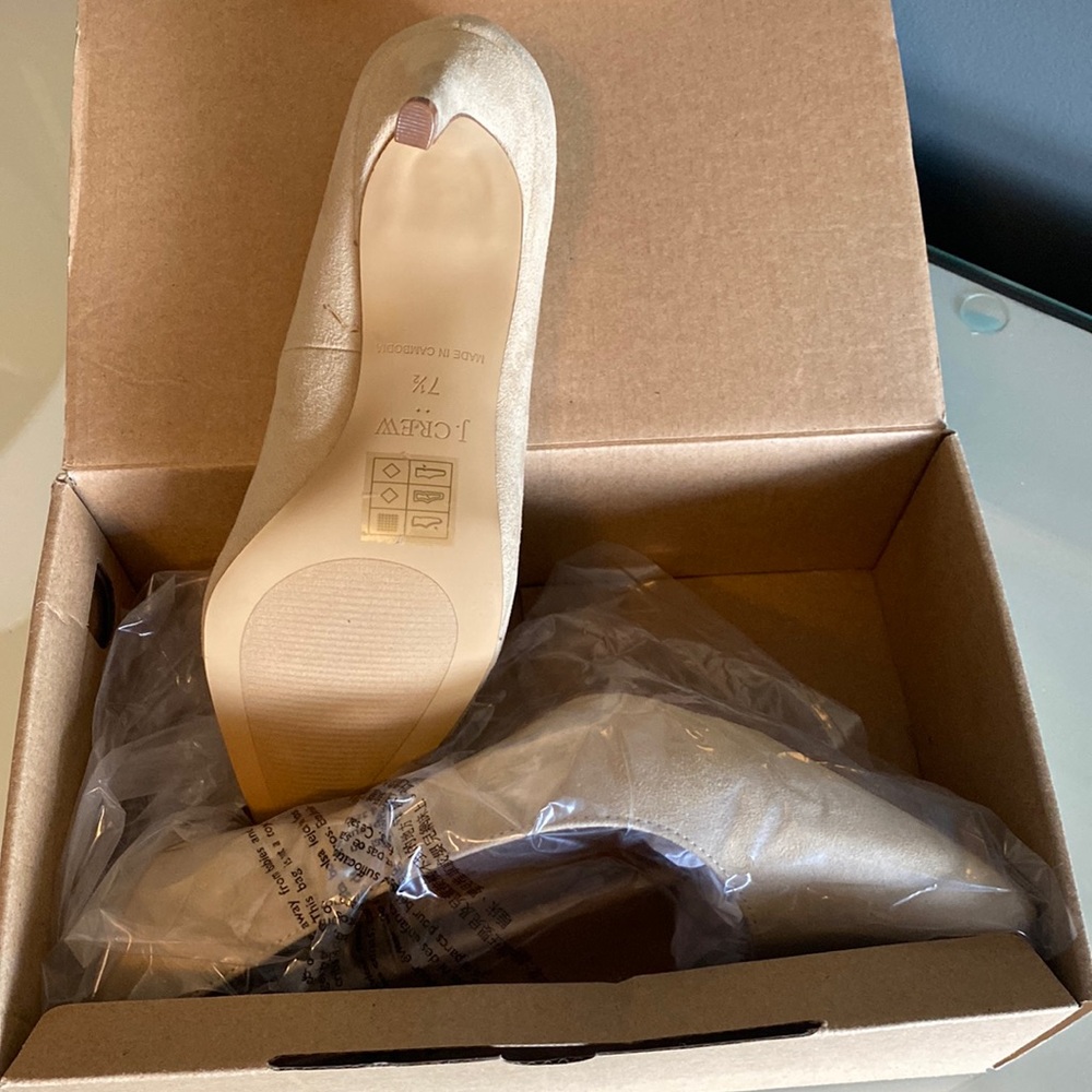 $128 J Crew Factory Micro-Suede Pumps Heels | Sz 7.5, Saddle Brown Tan - NIB NEW
